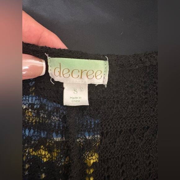 Decree Black Knit Lightweight Open Front Chic Women's Cardigan Small - Picture 4 of 4